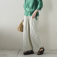 Kilka/風が通るストライプのカーブパンツ